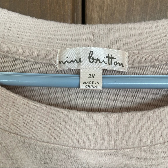 Nine Britton Araya Tie Front Brushed Knit Top Size 2XL Soft Crewneck - Picture 6 of 7